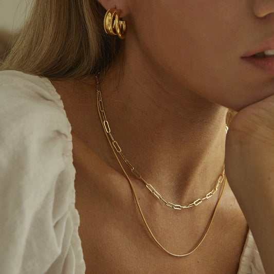 Gold Necklace | Tarnish Resistant Stainless Steel Chain with Vintage Finish 0