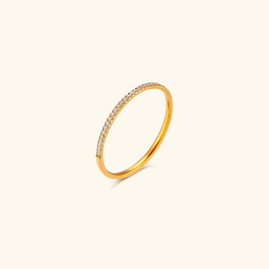 Gold Ring | Ethically Sourced Stainless Steel with Diamond Simulants 0