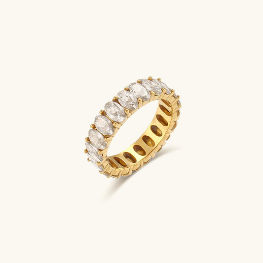 Gold Ring | Ethically Sourced Stainless Steel with Diamond Simulants 0