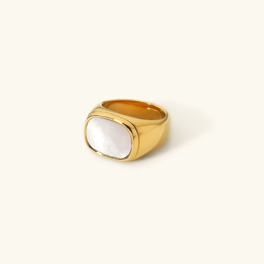 Gold Ring | High-Quality Stainless Steel with Faux Shell Center 0