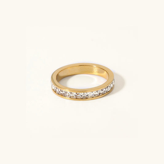 Gold Ring | Radiant 18k Gold-Plated Band with Diamond Simulants 0