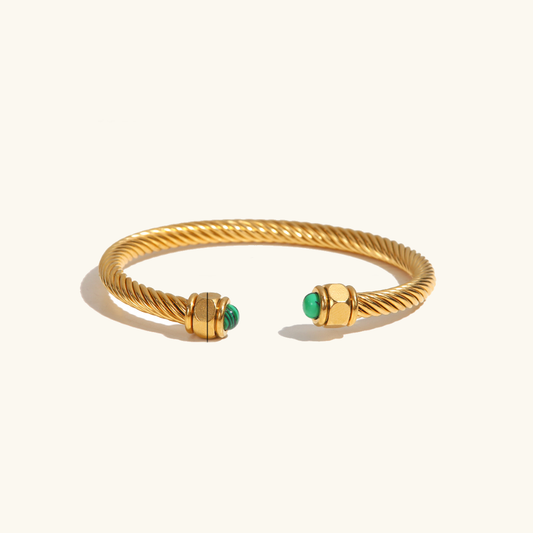Gold Rope Bangle Bracelet | Hypoallergenic with Gemstone Accents 0