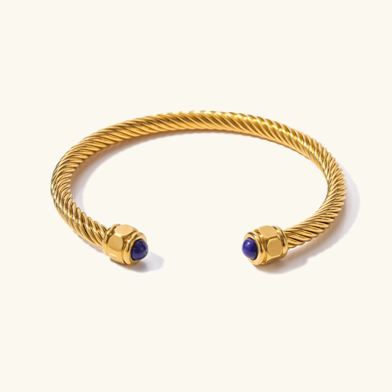 Gold Rope Bangle Bracelet | Hypoallergenic with Gemstone Accents 1