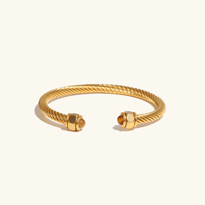 Gold Rope Bangle Bracelet | Hypoallergenic with Gemstone Accents 4