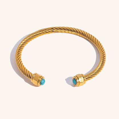 Gold Rope Bangle Bracelet | Hypoallergenic with Gemstone Accents 5