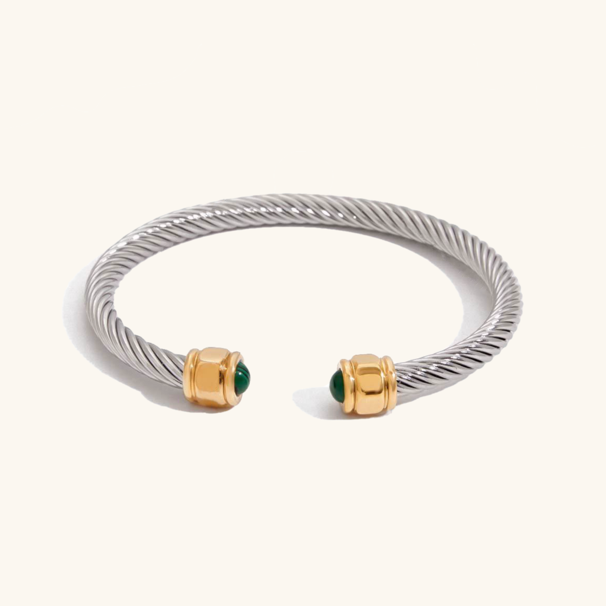 Gold Rope Bangle Bracelet | Hypoallergenic with Gemstone Accents 6