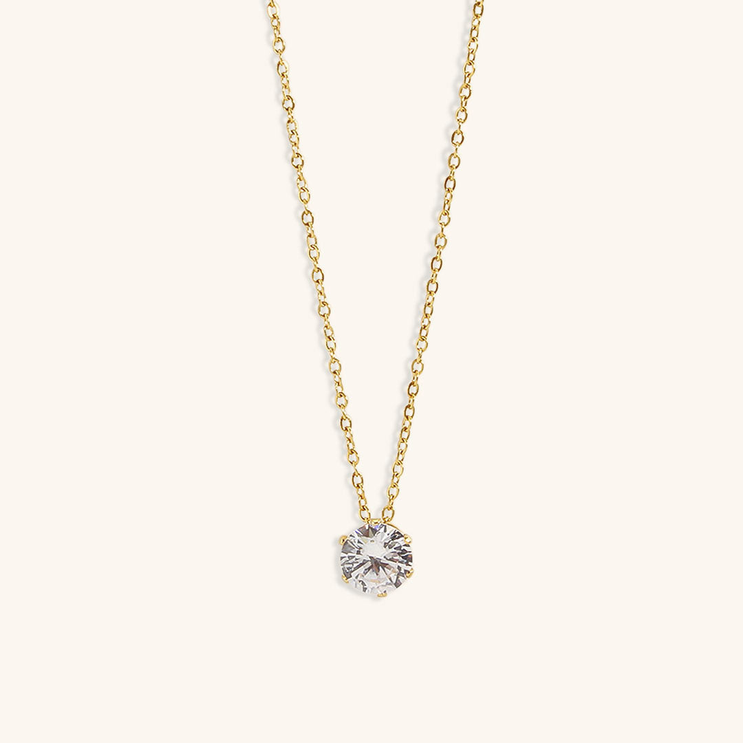 Gold Solitaire Necklace | Ethically Sourced 18k Gold with Diamond Simulants 0