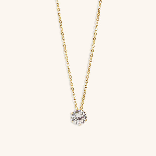 Gold Solitaire Necklace | Ethically Sourced 18k Gold with Diamond Simulants 0