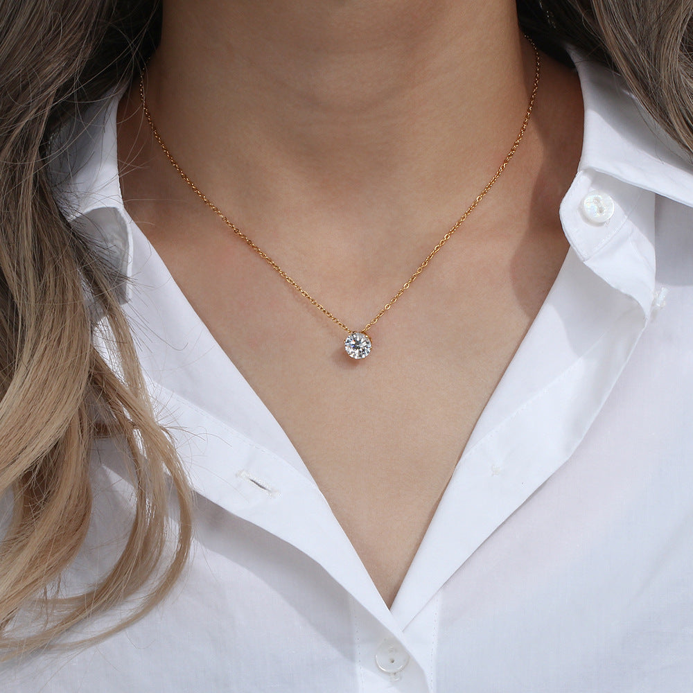 Gold Solitaire Necklace | Ethically Sourced 18k Gold with Diamond Simulants 1