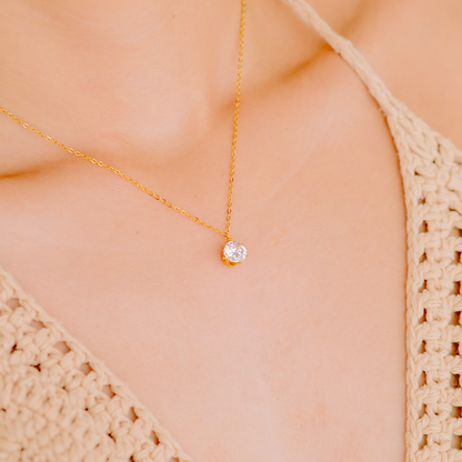 Gold Solitaire Necklace | Ethically Sourced 18k Gold with Diamond Simulants 2