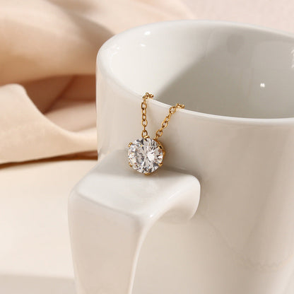 Gold Solitaire Necklace | Ethically Sourced 18k Gold with Diamond Simulants 3