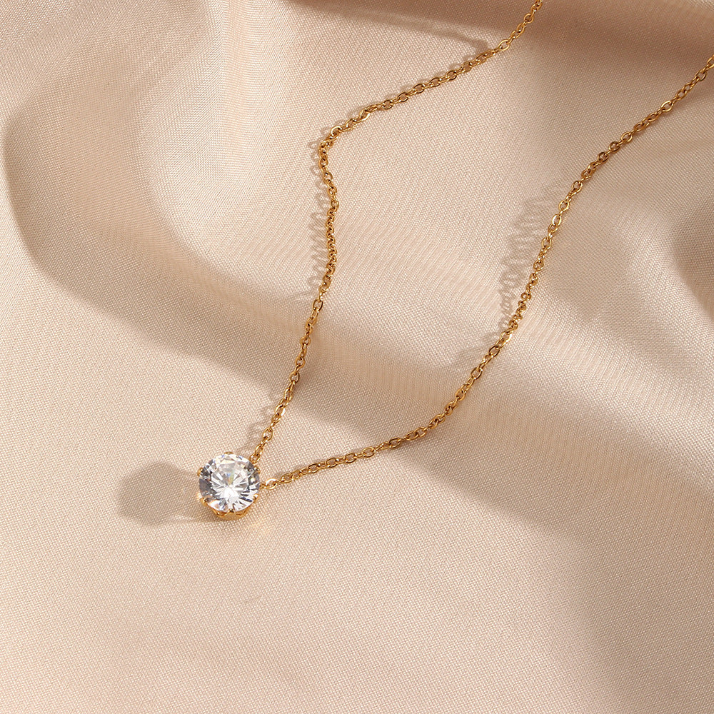 Gold Solitaire Necklace | Ethically Sourced 18k Gold with Diamond Simulants 5