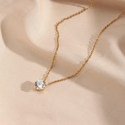 Gold Solitaire Necklace | Ethically Sourced 18k Gold with Diamond Simulants 5
