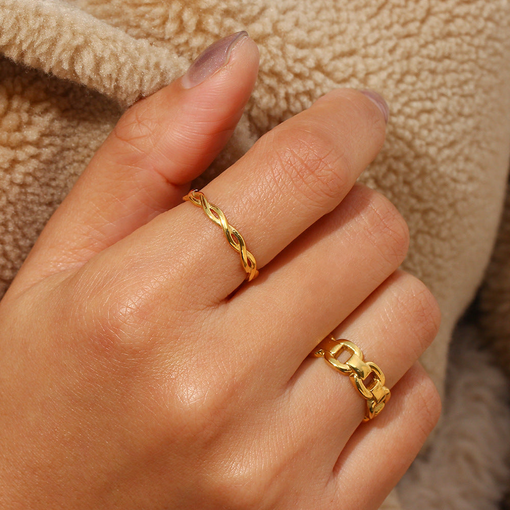 Gold Twisted Ring | Ethically Sourced Stainless Steel-Plated 18k Gold 4