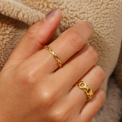 Gold Twisted Ring | Ethically Sourced Stainless Steel-Plated 18k Gold 4