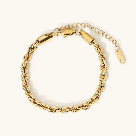 Gold Twisted Rope Chain Bracelet | Durable Stainless Steel with Hypoallergenic Finish 0