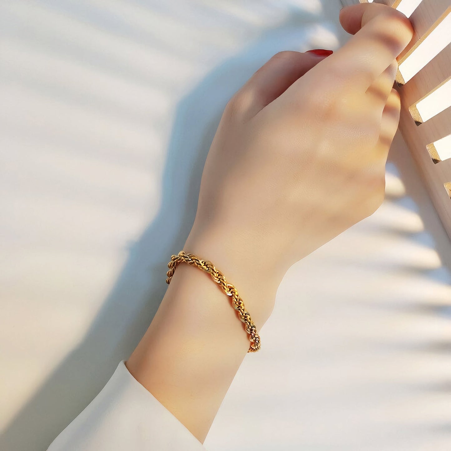 Gold Twisted Rope Chain Bracelet | Durable Stainless Steel with Hypoallergenic Finish 3