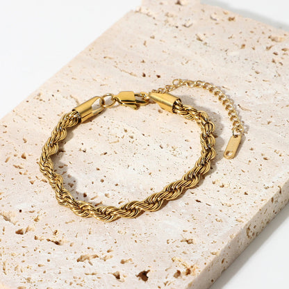 Gold Twisted Rope Chain Bracelet | Durable Stainless Steel with Hypoallergenic Finish 4
