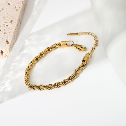 Gold Twisted Rope Chain Bracelet | Durable Stainless Steel with Hypoallergenic Finish 6