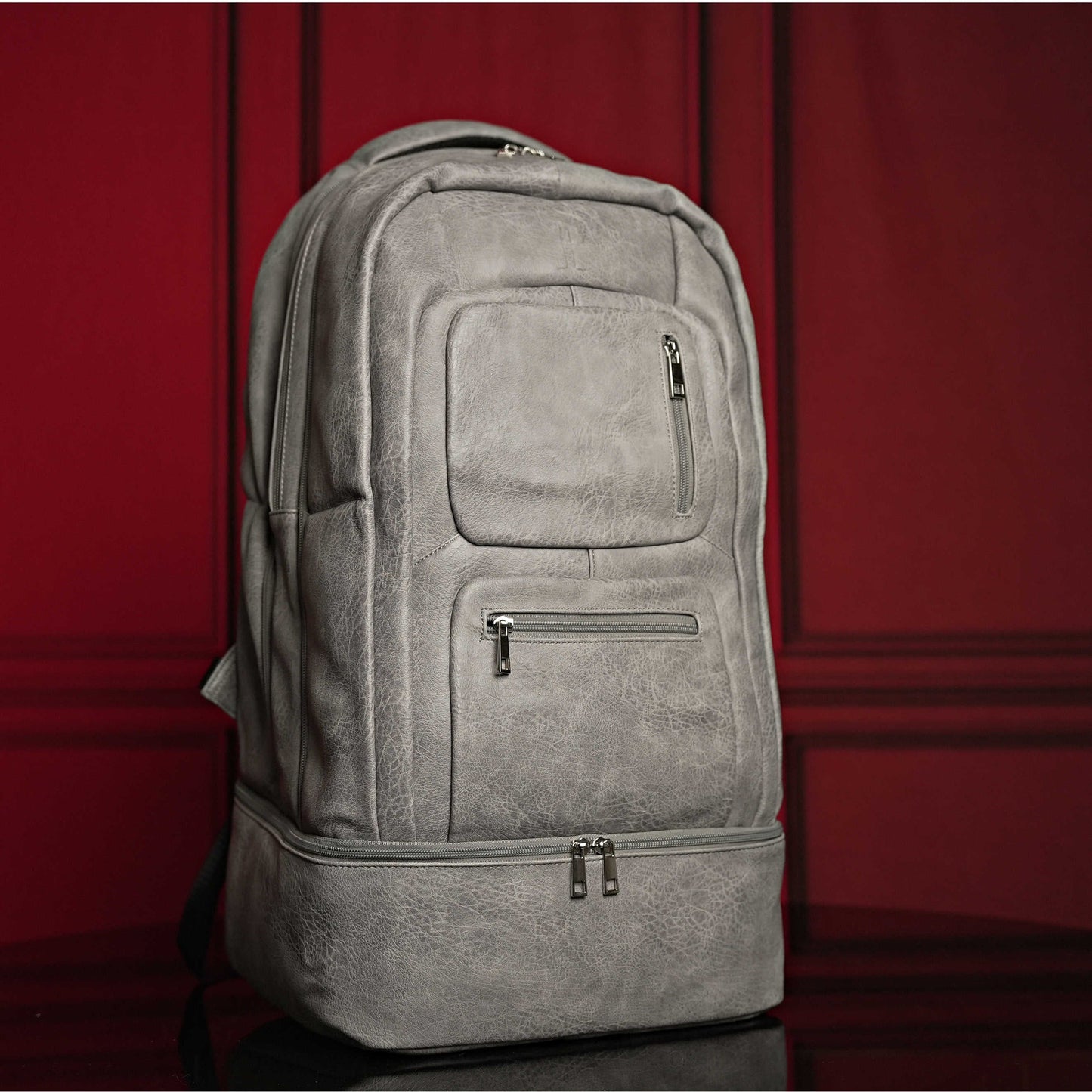 Ensemble de 3 sacs en cuir Luciano gris vieilli