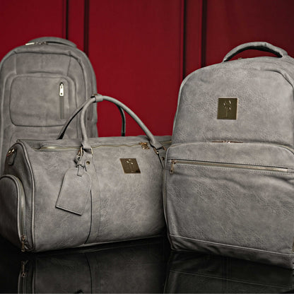 Ensemble de 3 sacs en cuir Luciano gris vieilli