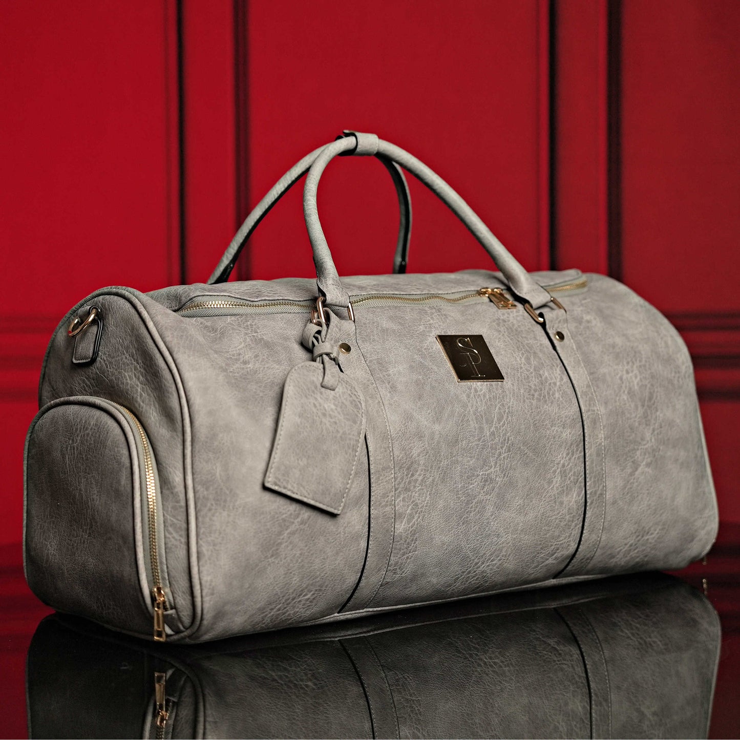 Ensemble de 3 sacs en cuir Luciano gris vieilli