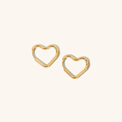Heart-Shaped Hoop Earrings | Waterproof 18k Gold with Hypoallergenic Design 0