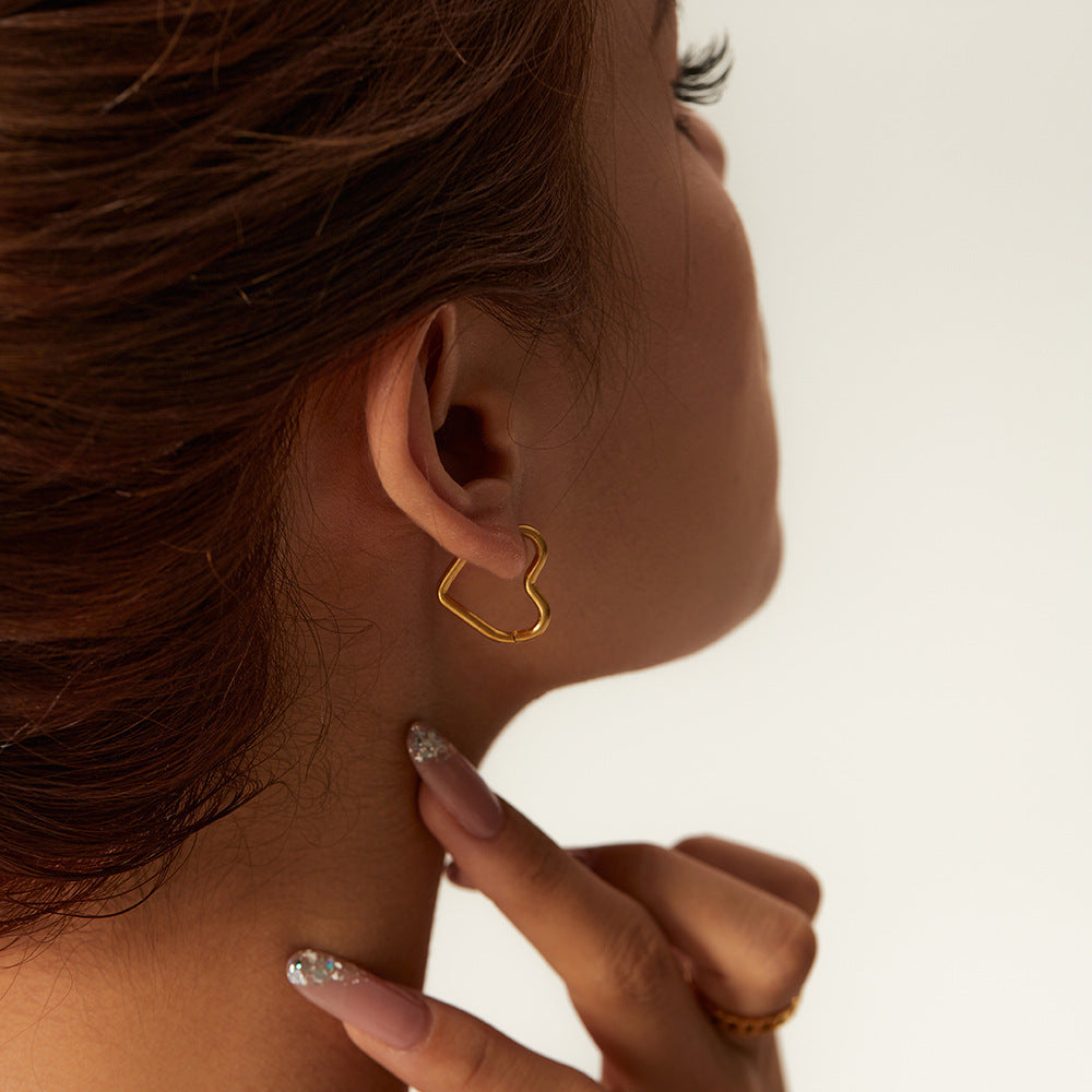 Heart-Shaped Hoop Earrings | Waterproof 18k Gold with Hypoallergenic Design 2