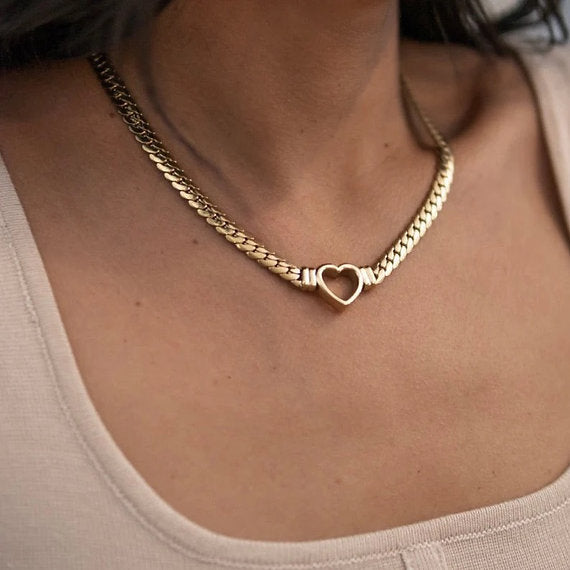Heart Choker Necklace | Minimalist 14k Gold Design with Hypoallergenic Features 1