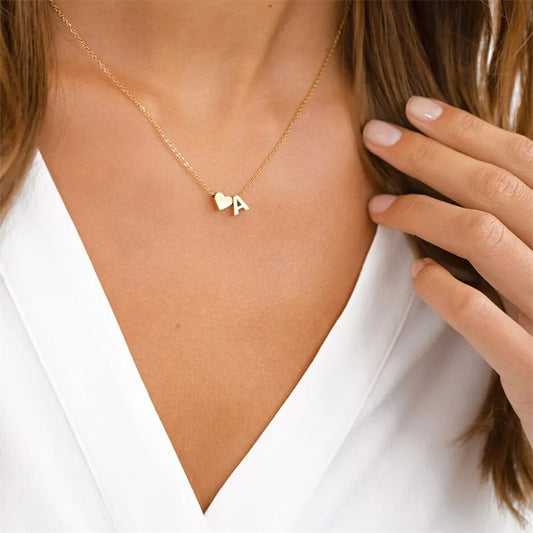 Heart Initial Necklace | Engravable 18k Gold Plated Pendant 0