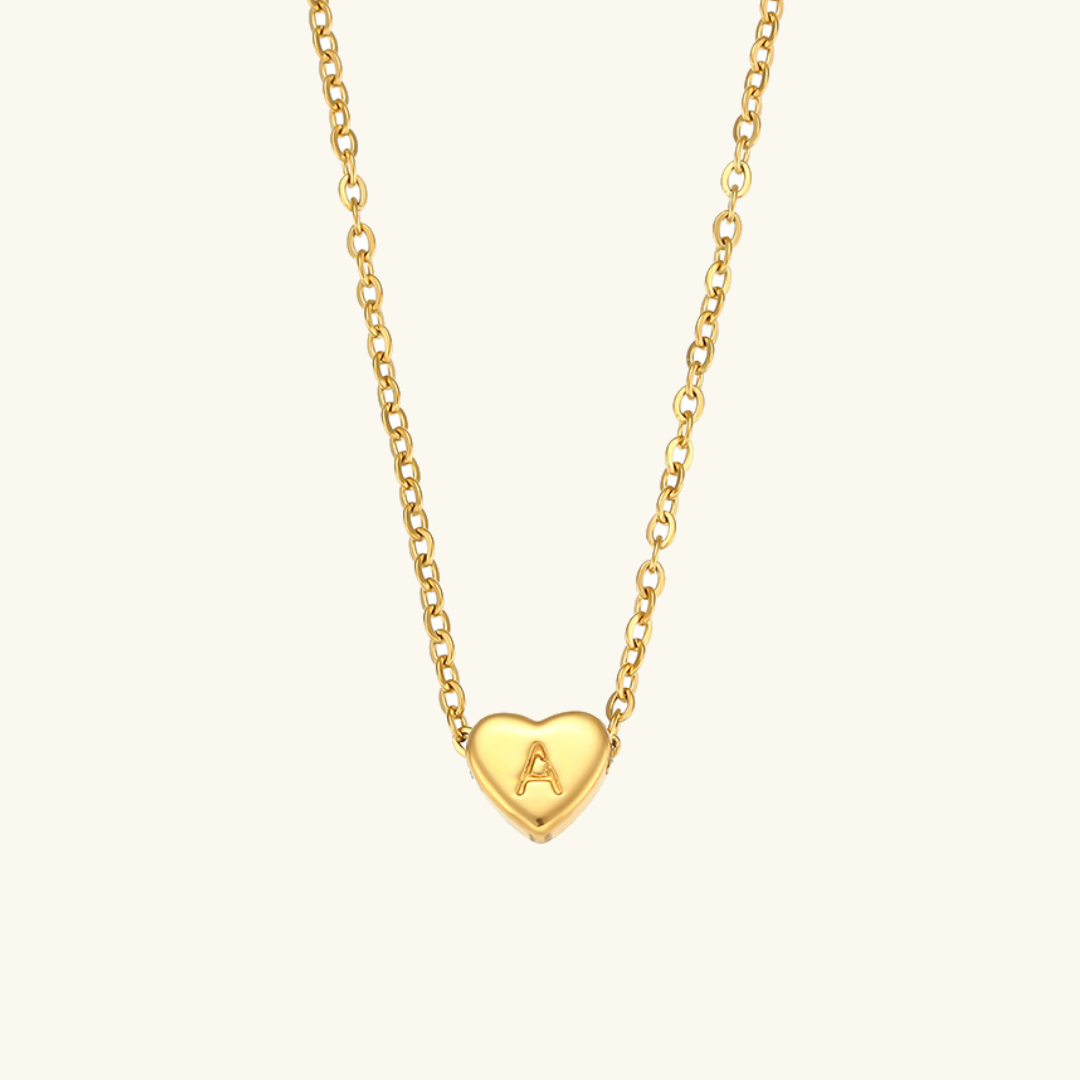 Heart Initial Necklace | Waterproof 18k Gold with Personalization 0