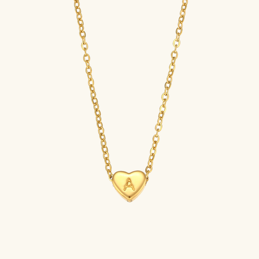 Heart Initial Necklace | Waterproof 18k Gold with Personalization 0