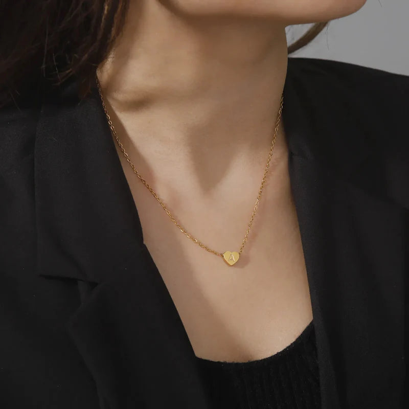 Heart Initial Necklace | Waterproof 18k Gold with Personalization 1