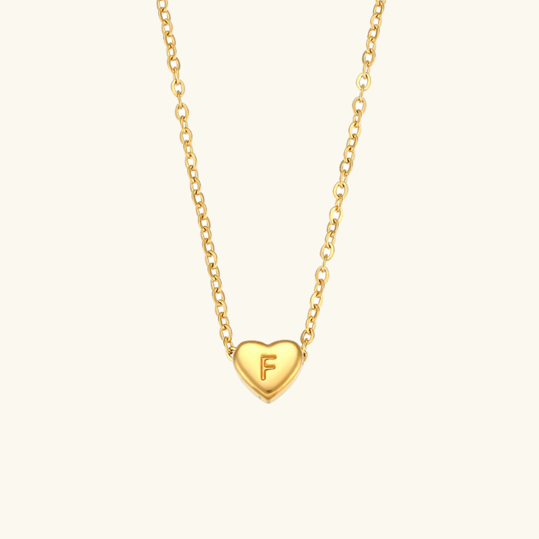 Heart Initial Necklace | Waterproof 18k Gold with Personalization 10