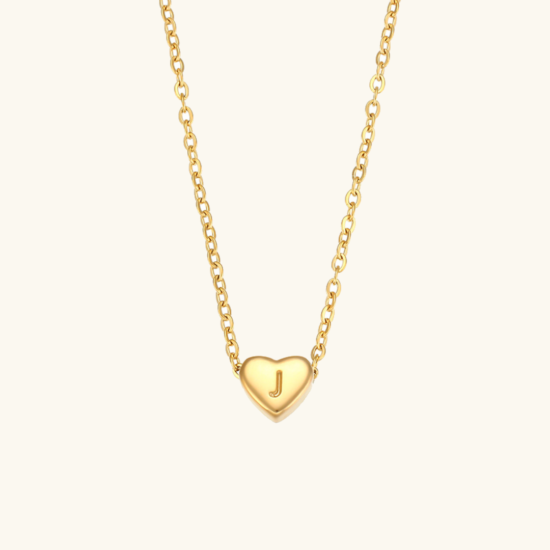 Heart Initial Necklace | Waterproof 18k Gold with Personalization 15