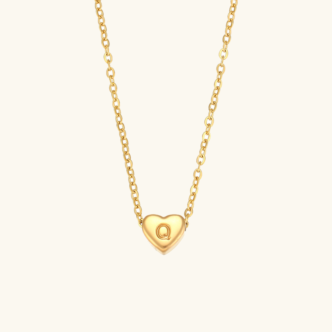 Heart Initial Necklace | Waterproof 18k Gold with Personalization 16