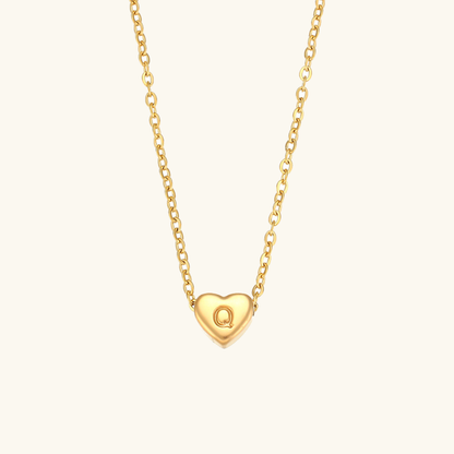 Heart Initial Necklace | Waterproof 18k Gold with Personalization 16