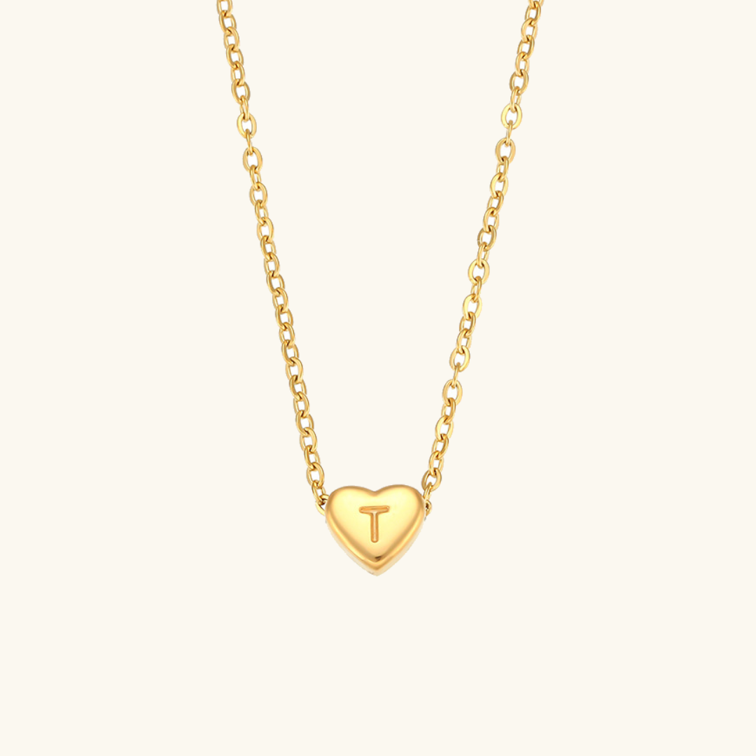 Heart Initial Necklace | Waterproof 18k Gold with Personalization 17