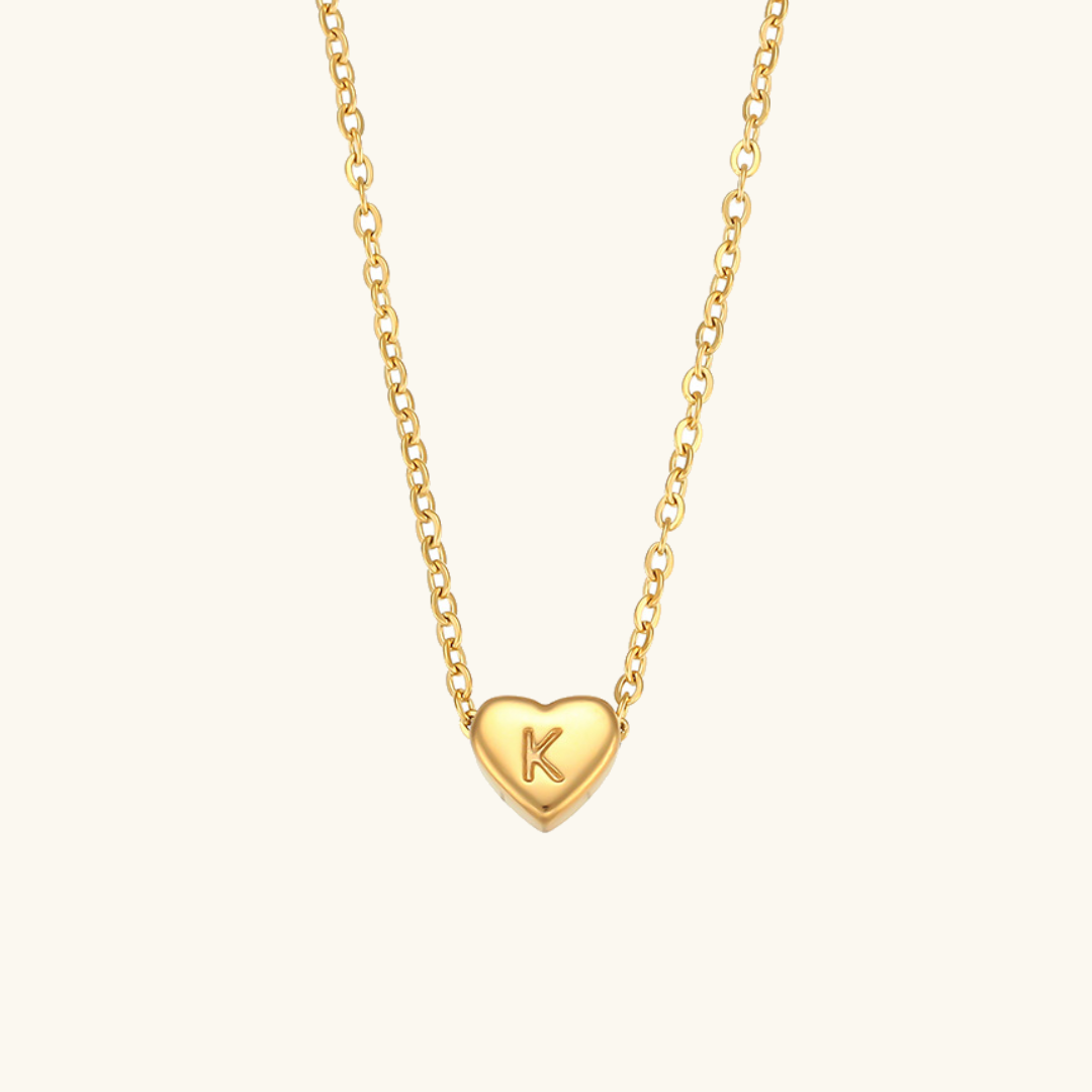 Heart Initial Necklace | Waterproof 18k Gold with Personalization 19
