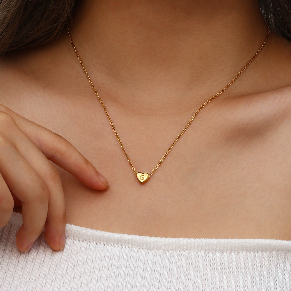 Heart Initial Necklace | Waterproof 18k Gold with Personalization 2