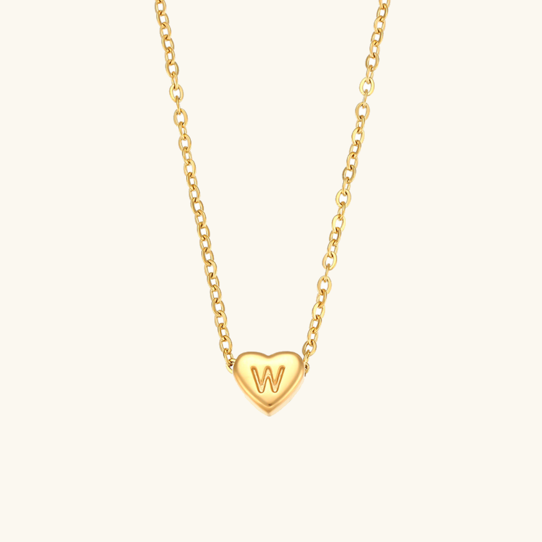 Heart Initial Necklace | Waterproof 18k Gold with Personalization 22