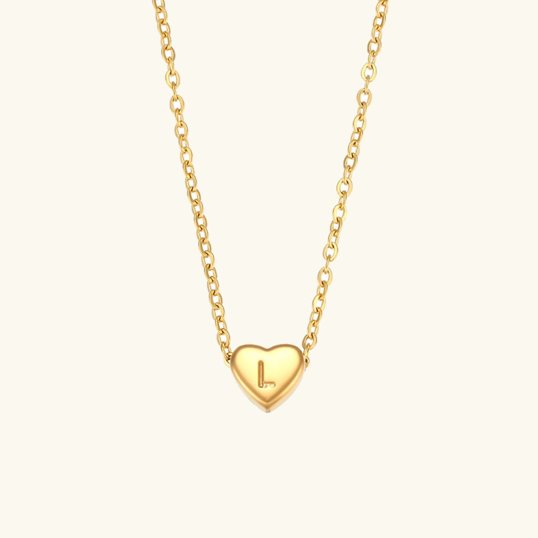 Heart Initial Necklace | Waterproof 18k Gold with Personalization 23