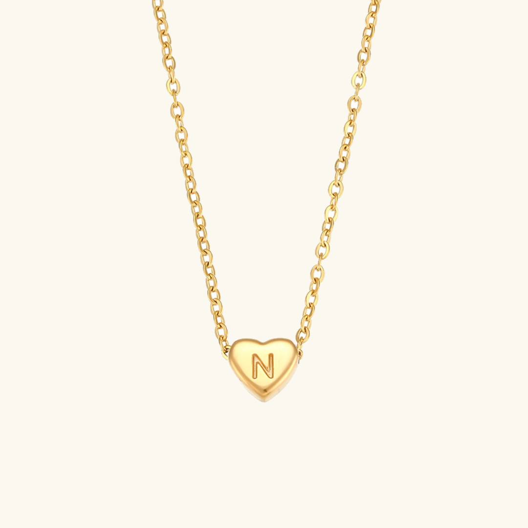 Heart Initial Necklace | Waterproof 18k Gold with Personalization 25