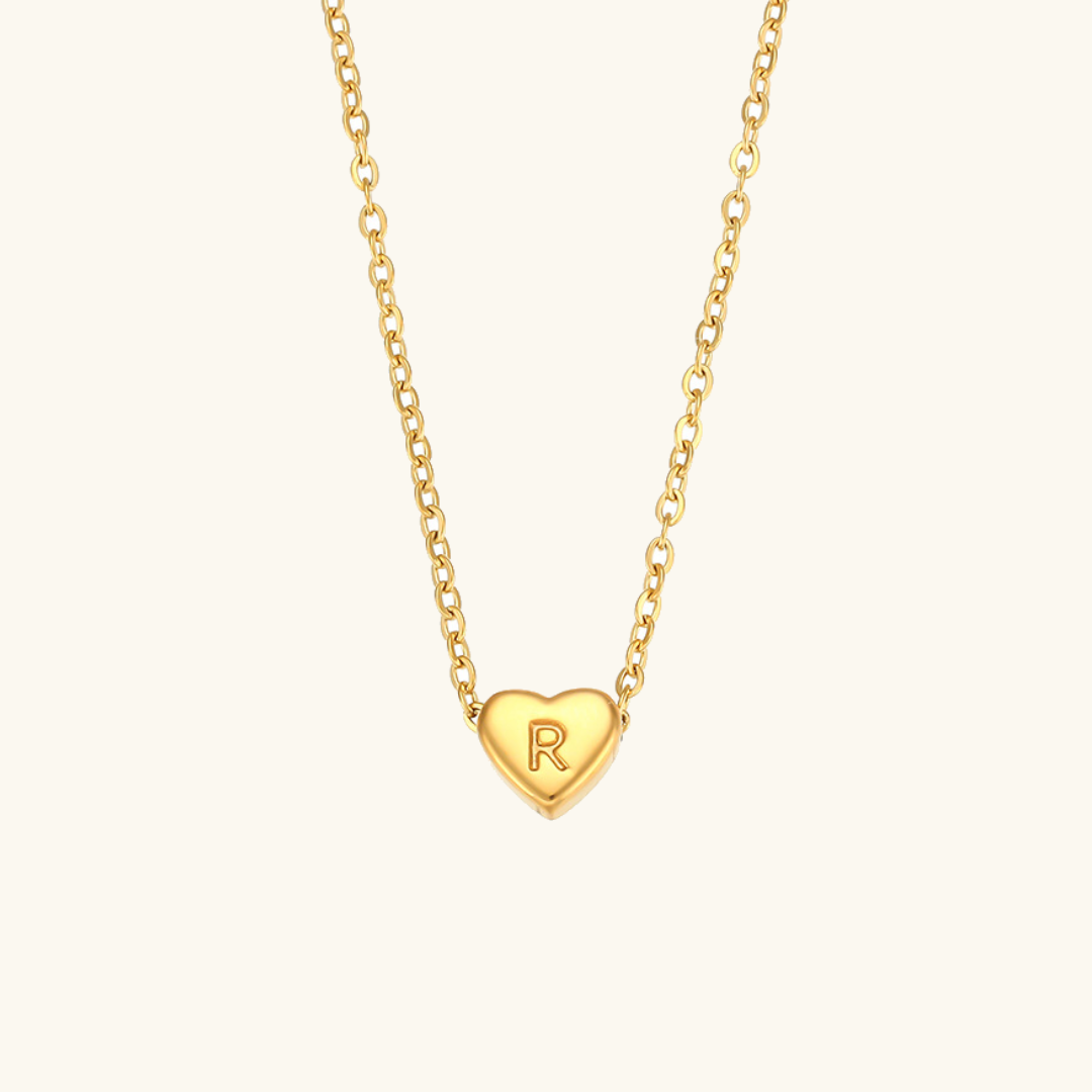 Heart Initial Necklace | Waterproof 18k Gold with Personalization 26