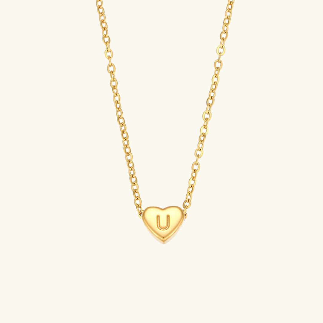 Heart Initial Necklace | Waterproof 18k Gold with Personalization 27