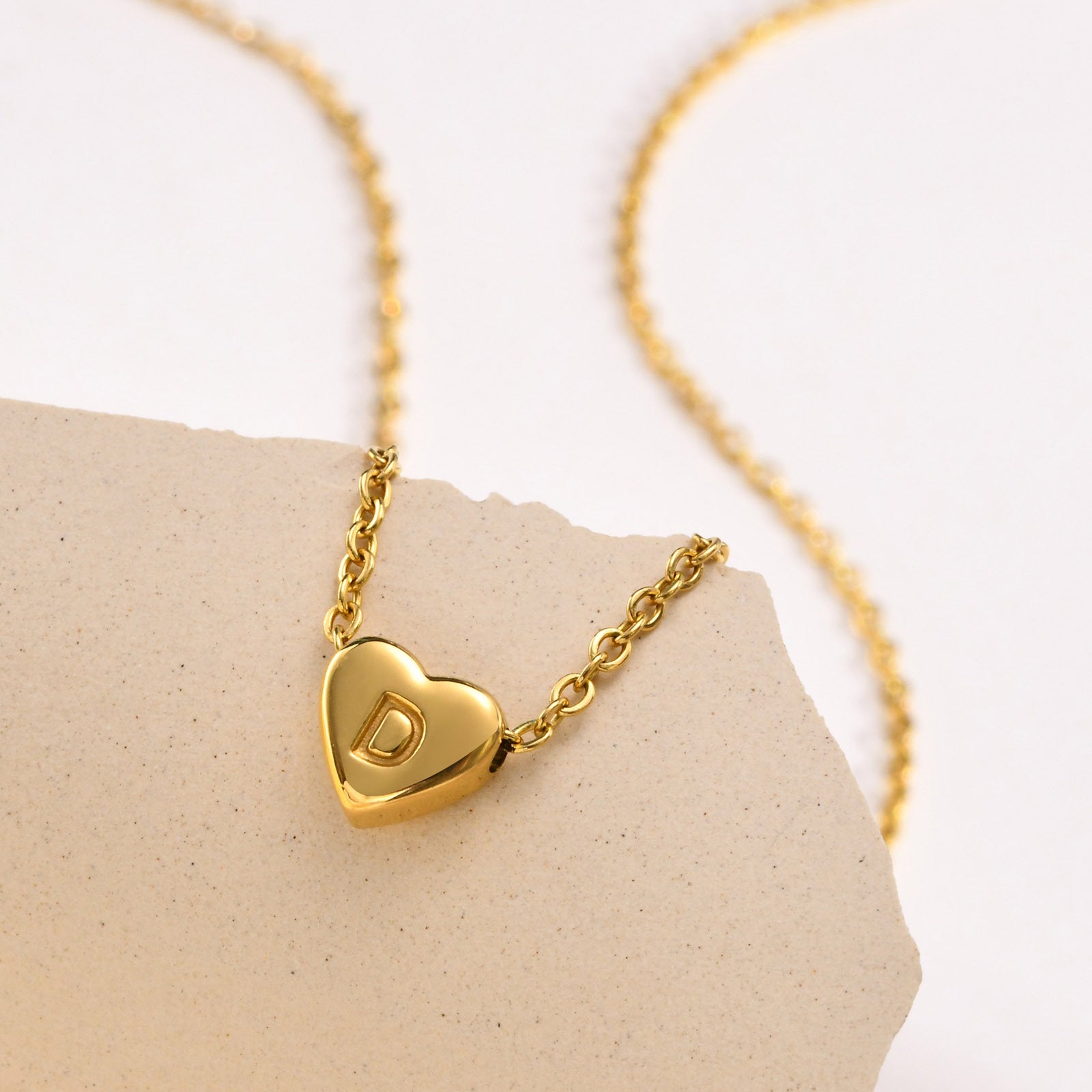 Heart Initial Necklace | Waterproof 18k Gold with Personalization 3