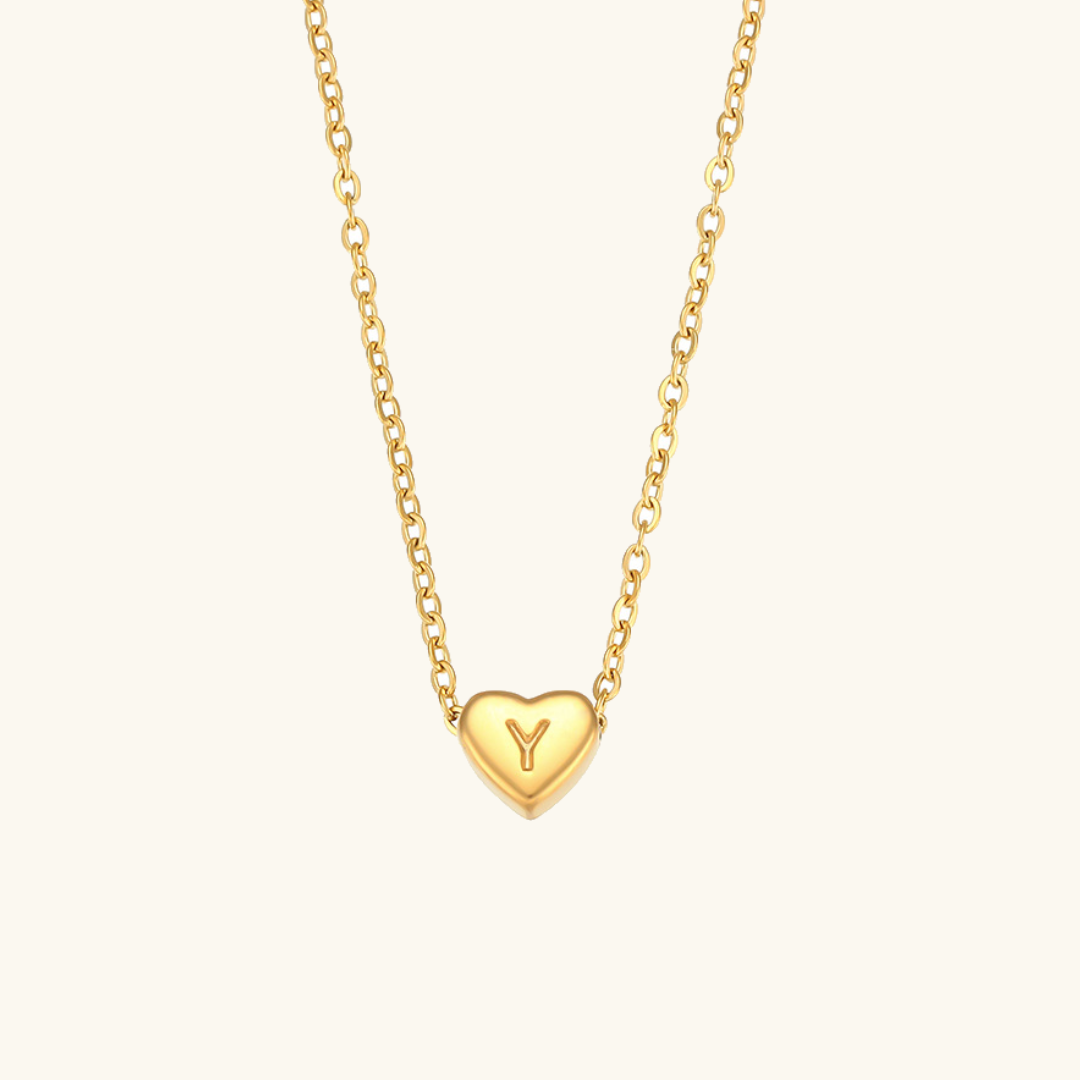 Heart Initial Necklace | Waterproof 18k Gold with Personalization 30