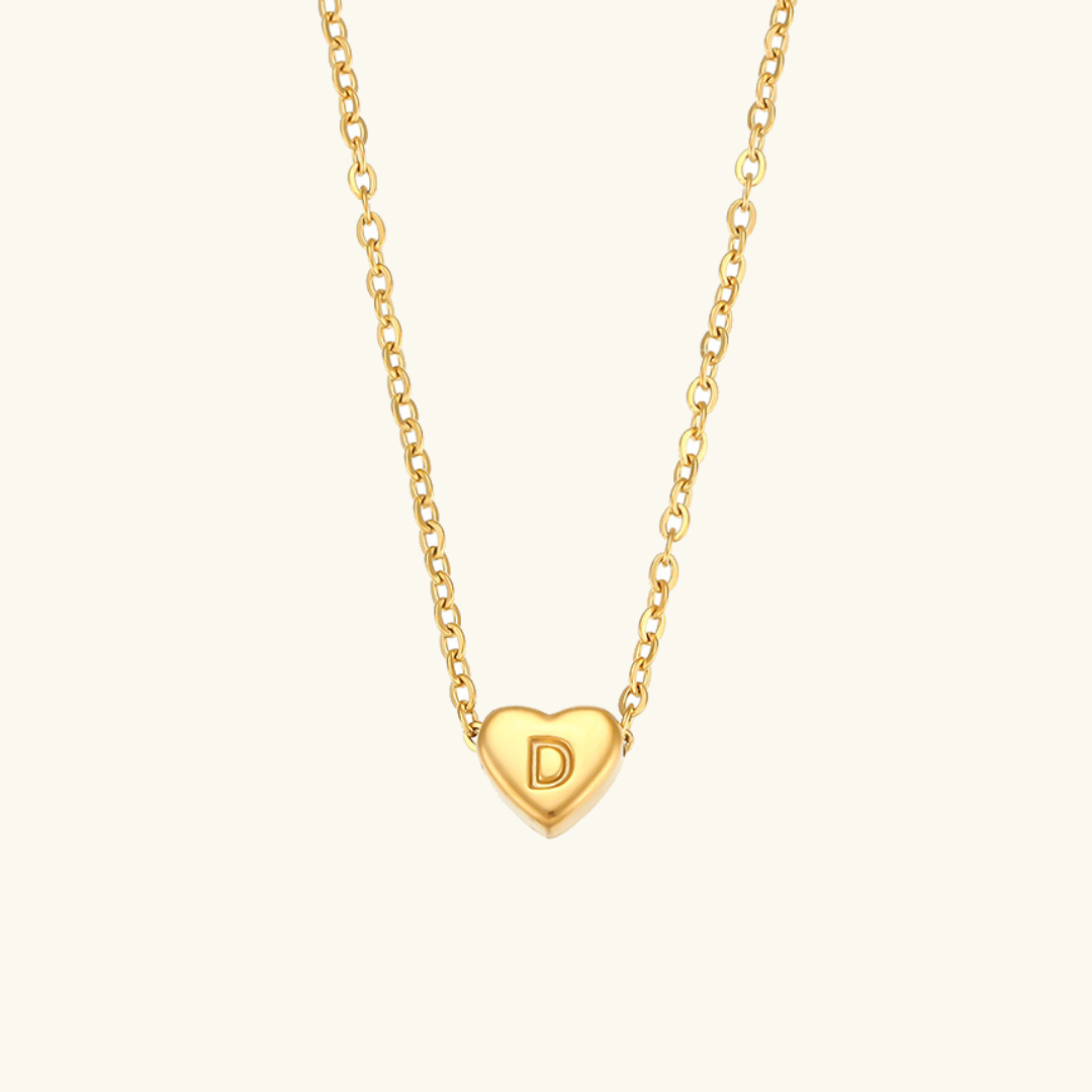 Heart Initial Necklace | Waterproof 18k Gold with Personalization 8