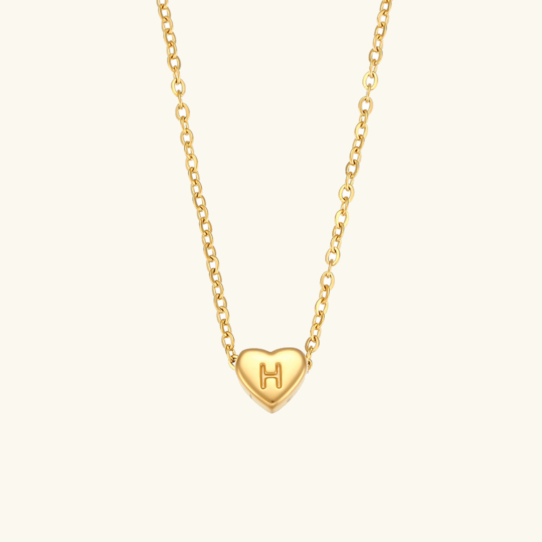 Heart Initial Necklace | Waterproof 18k Gold with Personalization 9