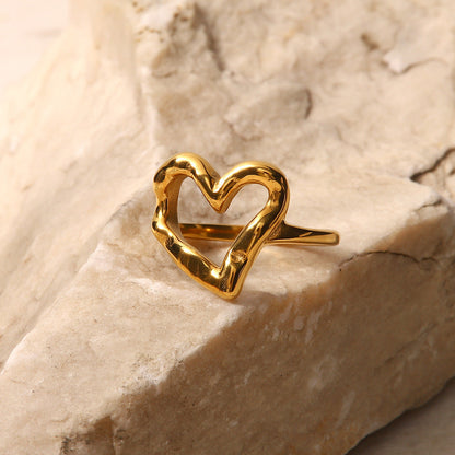 Heart Ring | Lightweight Stainless Steel-Plated 18k Gold Design 3